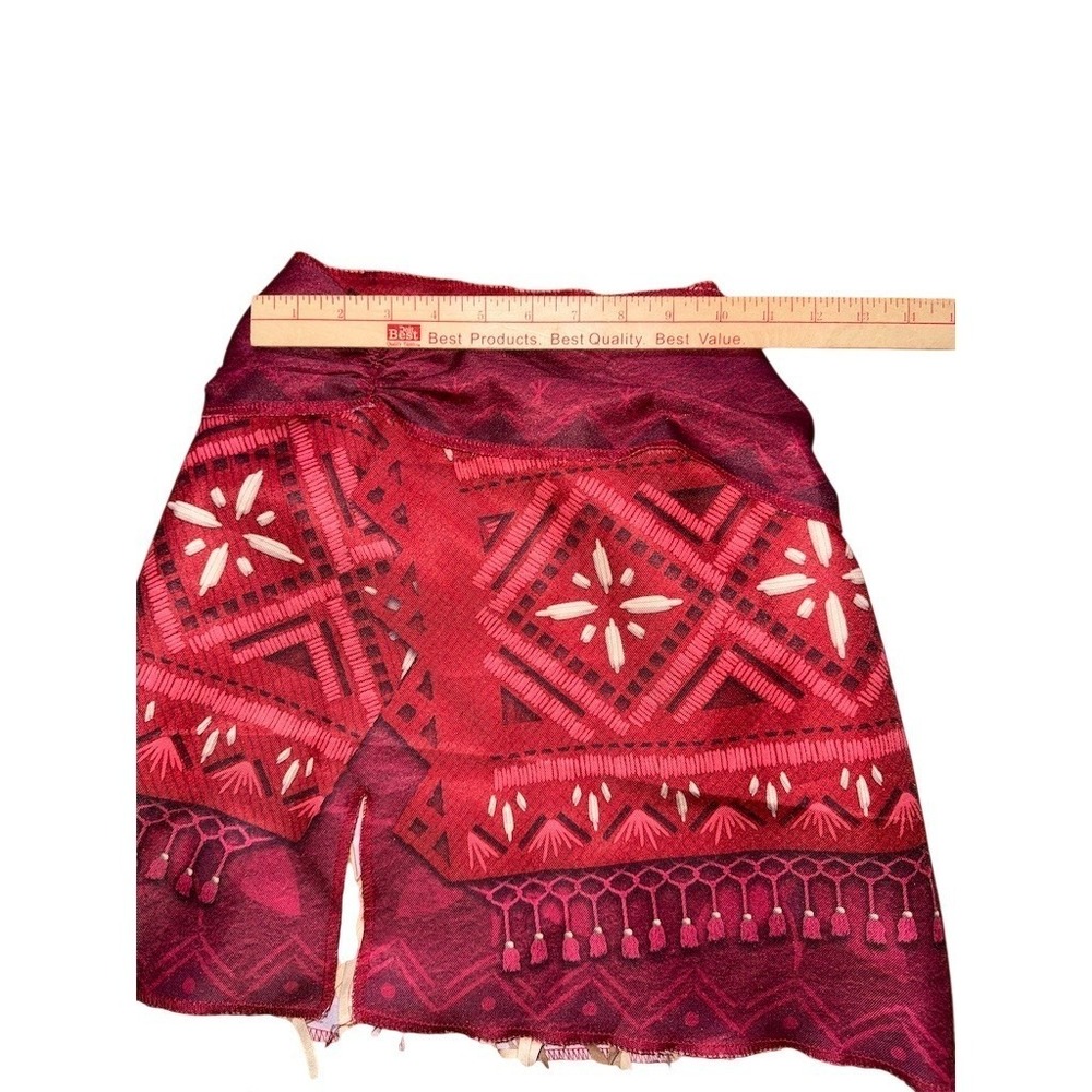 Disney Moana Costume Skirt Girls 5-6Y Red Fringe Pull On Knee Length Halloween - Picture 4 of 5